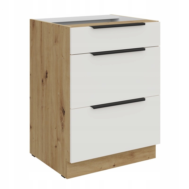 Kuchyňská skříňka 60 Modulo 3 zásuvky bílá Afm dub artisan stojící mat