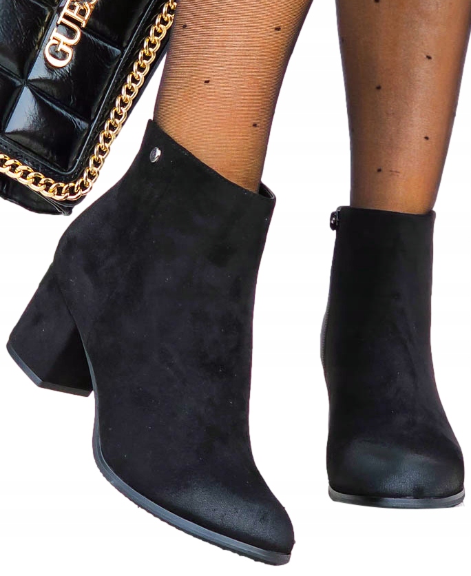 Klasyczne Zamszowe Botki Na Słupku Cloudy Ocieplane 39