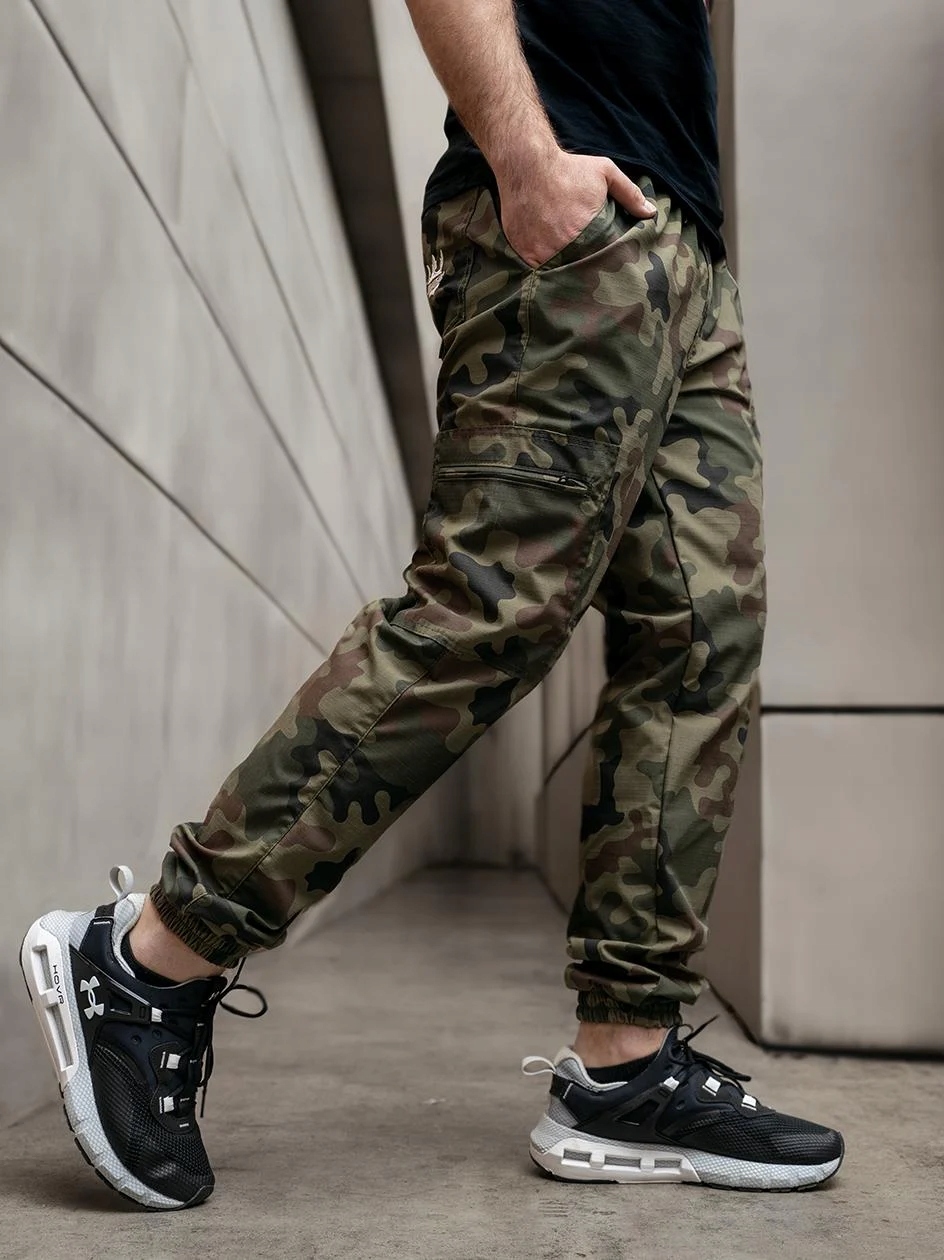 SPODNIE BOJÓWKI JOGGER MATERIAŁOWE Jigga Wear Cargo Ripstop CAMO MORO M Marka Jigga Wear