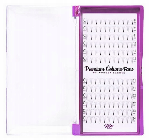 RZĘSY KĘPKI PREMIUM VOLUME FANS 4D C 0,07 11 MM WONDER LASHES 132SZT PALETK