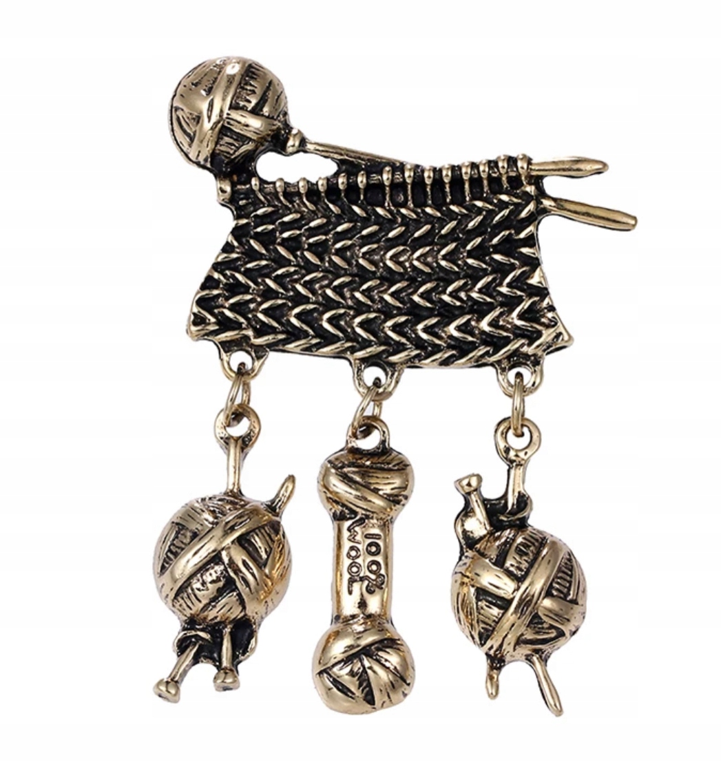 

Broszka Stare Złoto Złota Wełna Włóczka Przypinka