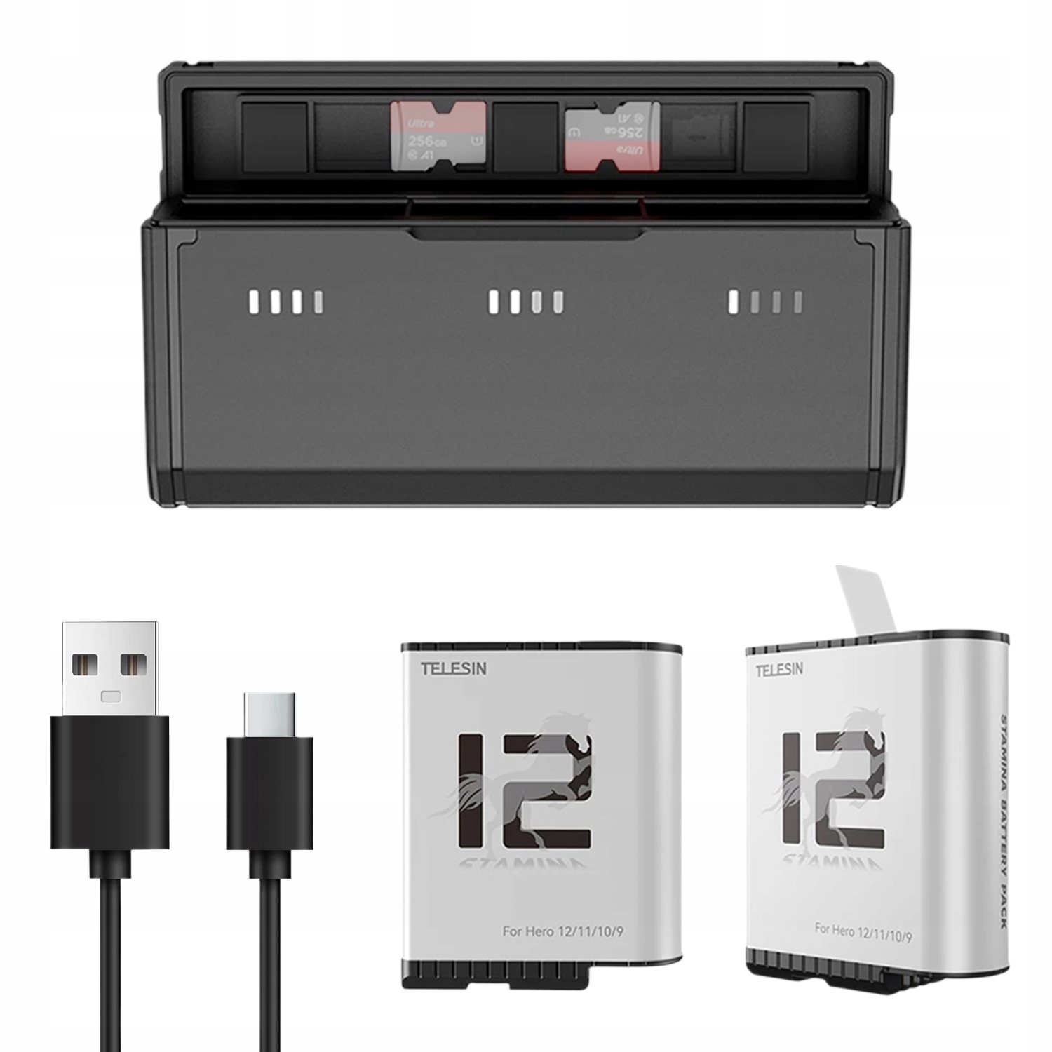 Univerzální Nabíječka Pro Akumulátory 3 Zásuvek Pro Go Pro Hero 12 11 10 9