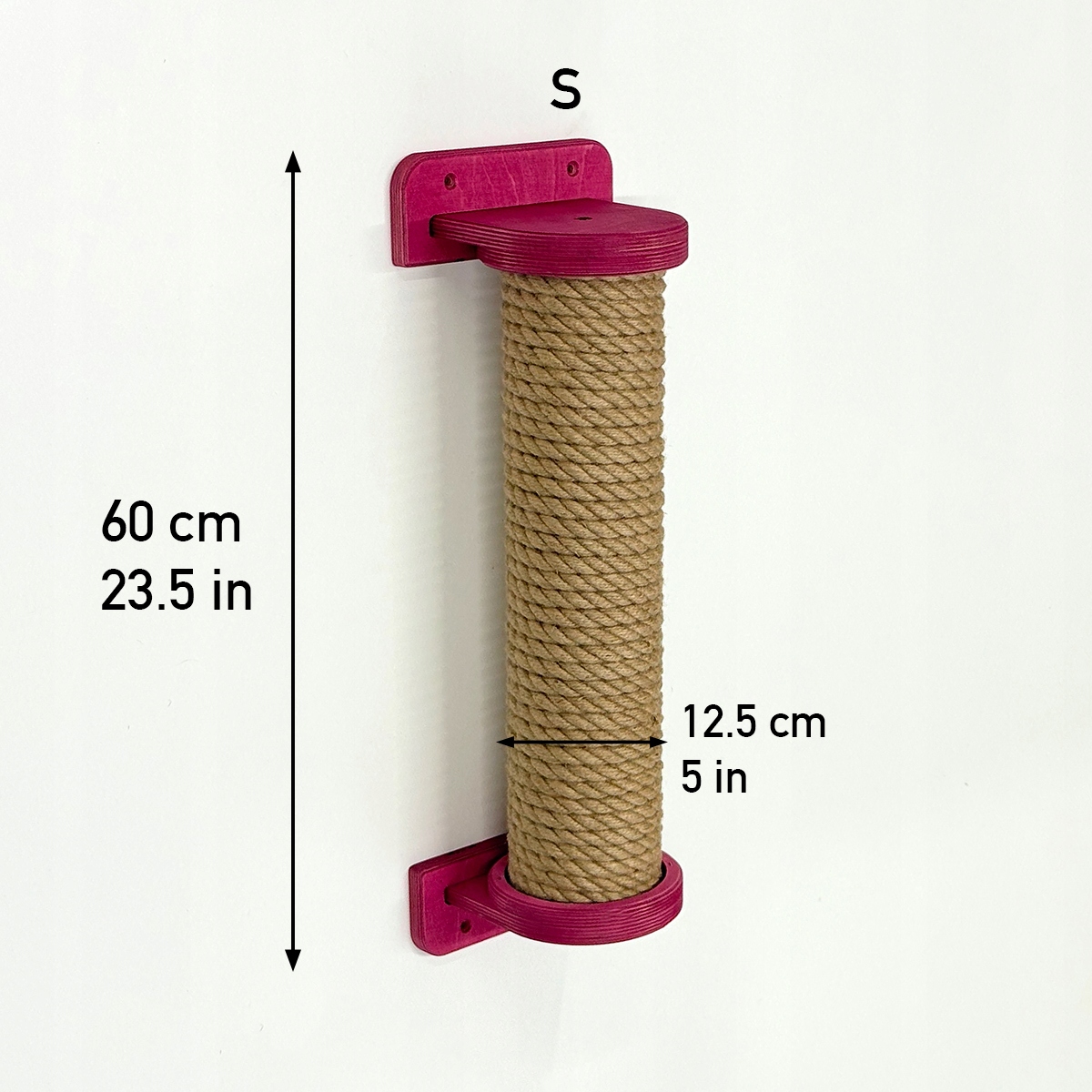 Levně Škrabadlo nástěnný sloupek pro kočky, silná juta, velikost S, 60 cm šrouby, růžová barva