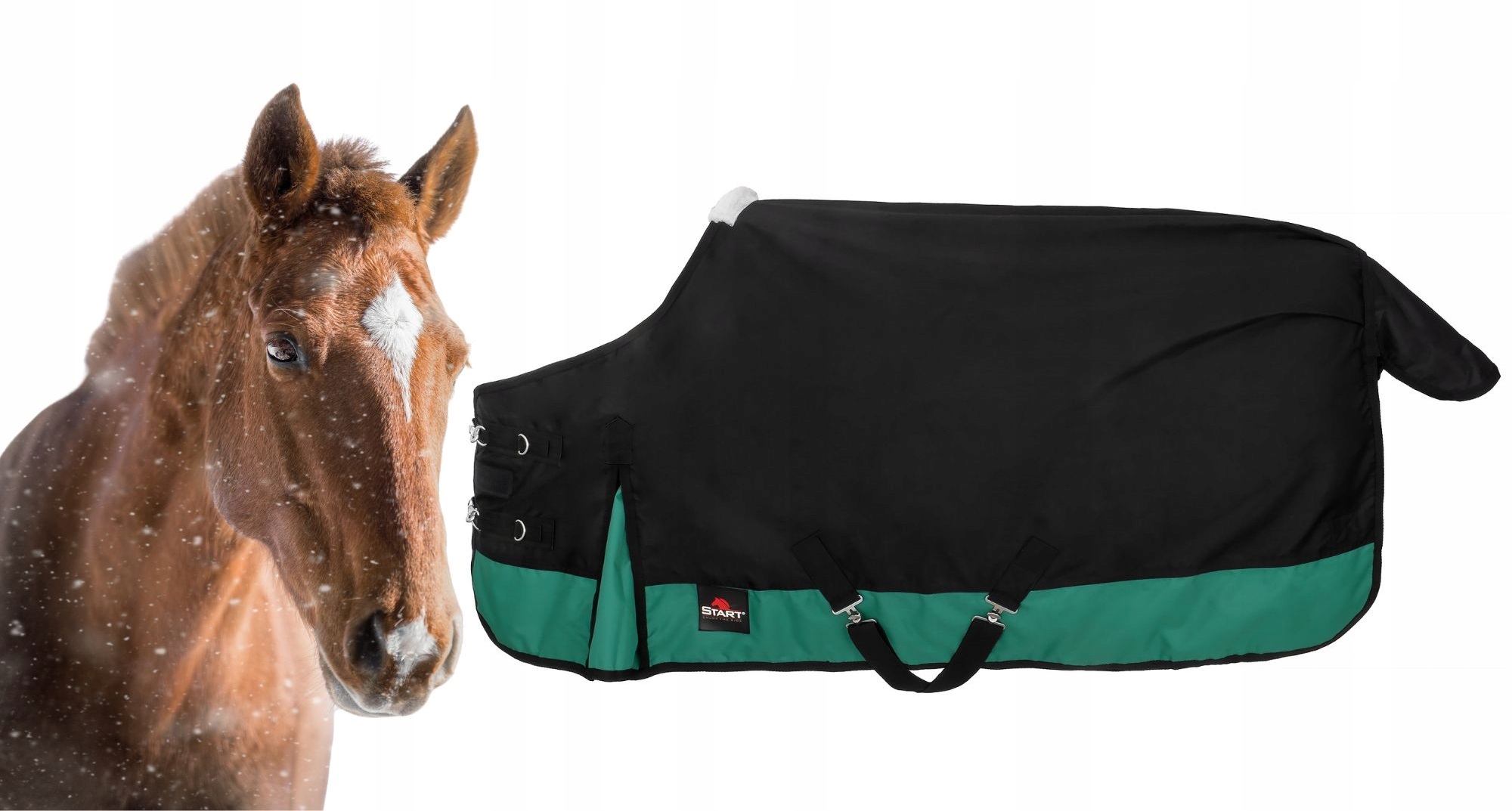 Derka padokowa dla konia Start 2-tone 0g 600d podszyta czarna/zielona 145