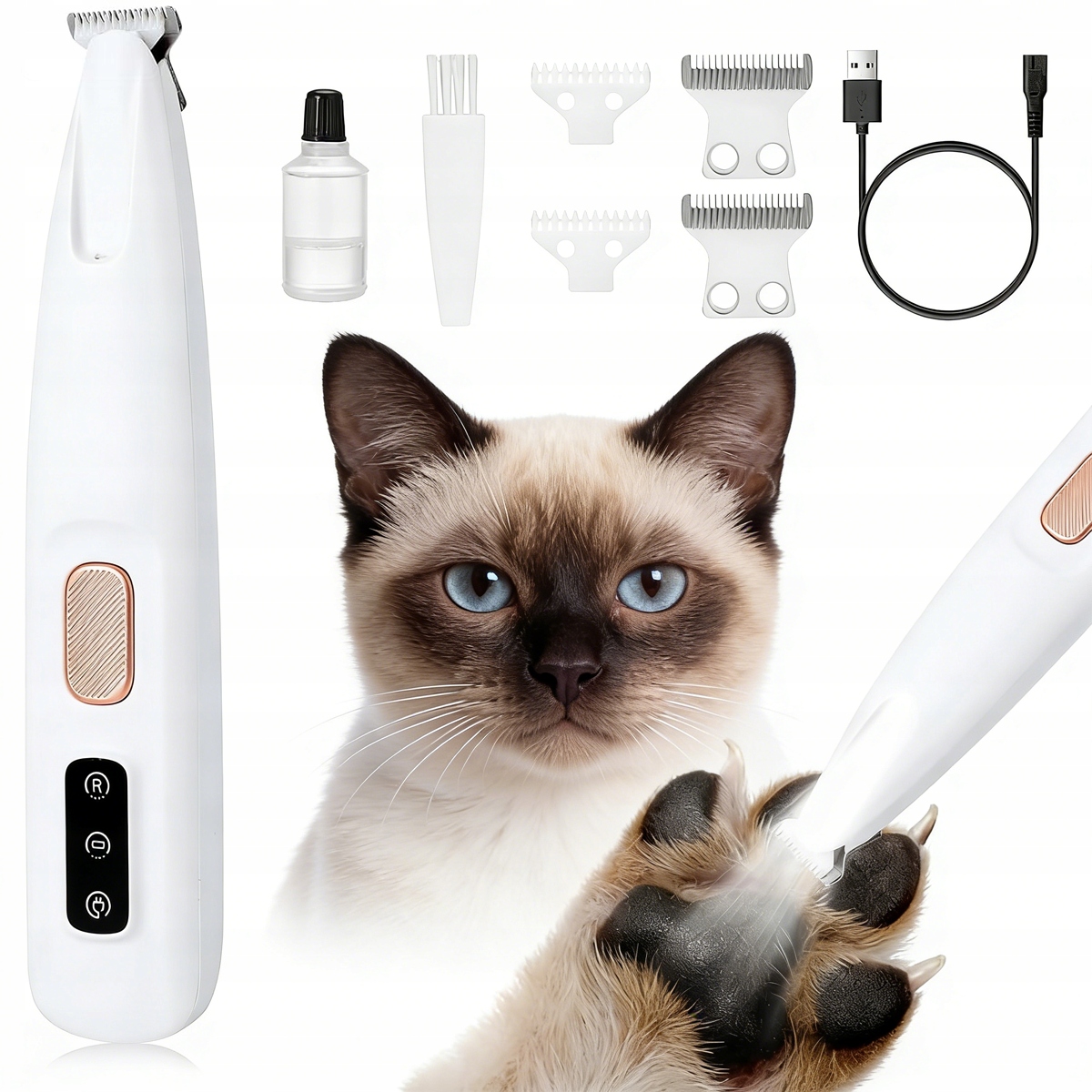 Levně Zastřihovač Vodotěsný Pro Tlapky Srsti Psa Kočky Tichý Chod Led