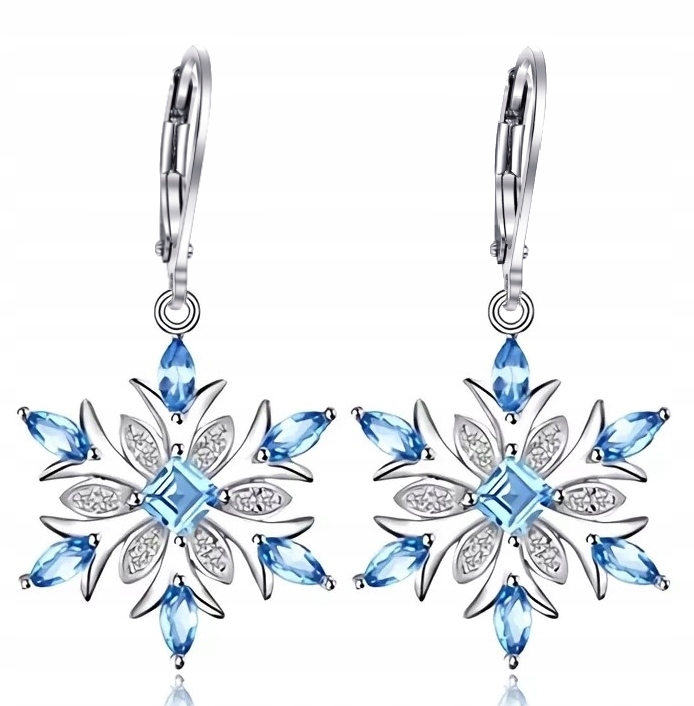 Stříbrné sněhové vločky s vločkovou hvězdou a náušnice k Vánocům stříbro 925