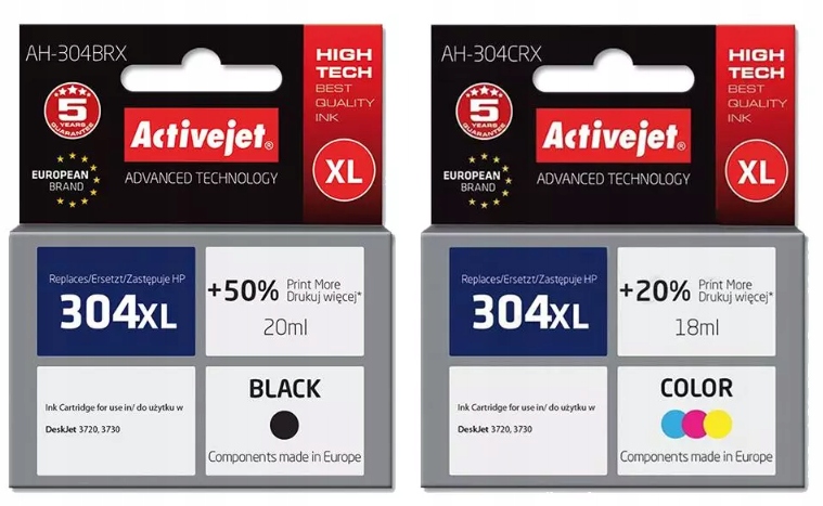 ActiveJet 2x Tusz Do Hp 304 XL Black Kolor DeskJet 2620 2630 3720 3730