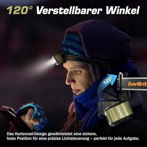 EVERBRITE Latarka Czołowa LED Lekka IP67 Zielona Do Biegania i Kempingu — miniatura 7
