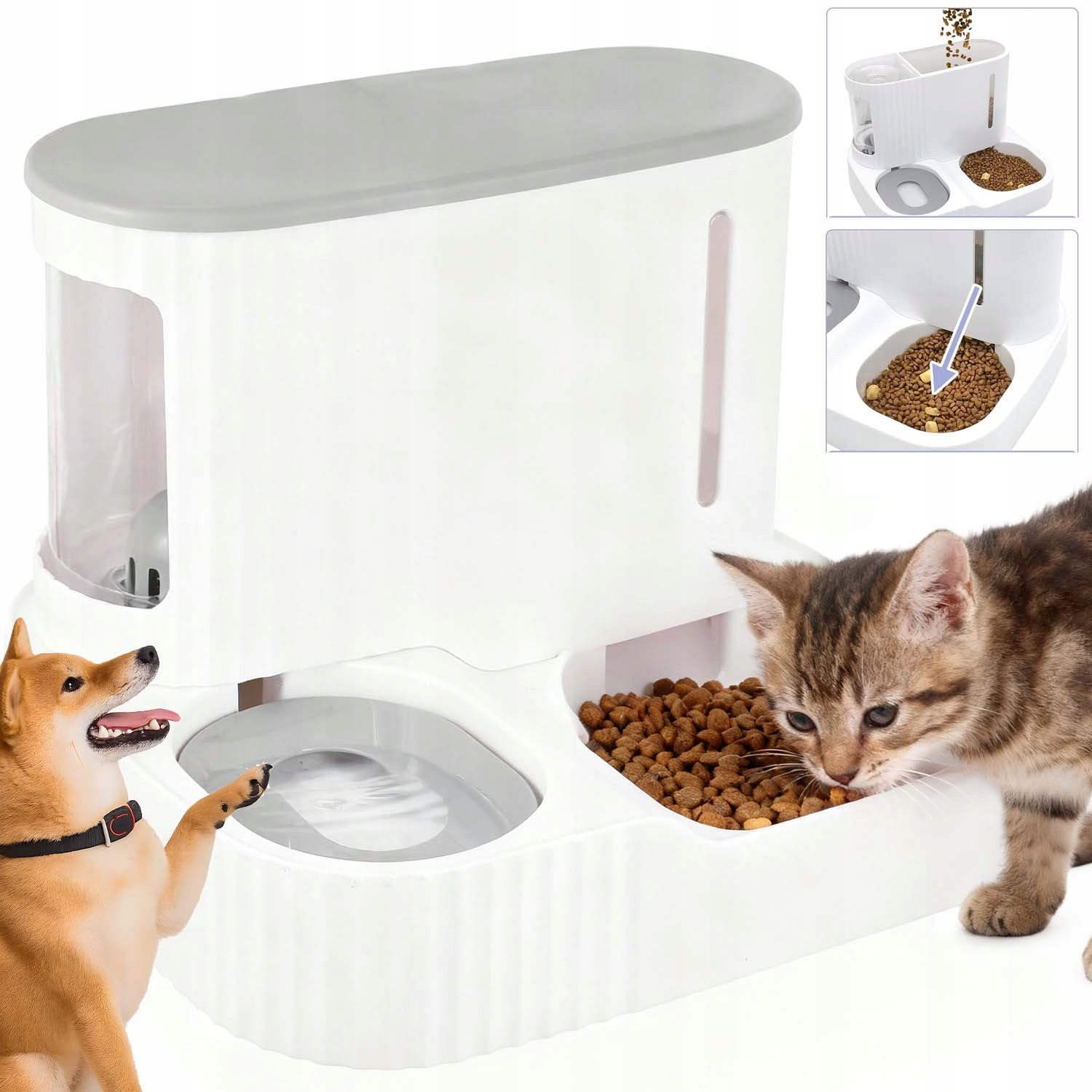 Levně Automatická Výdejník Vody Na Vodu A Krmídlo Pro Kočky A Dávkovač 2 V 1