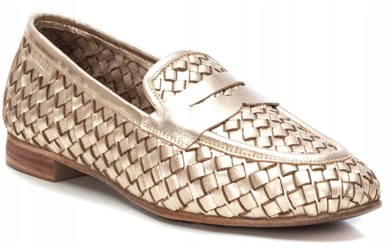 CARMELA DAMSKIE SKÓRZANE MOKASYNY WSUWANE ZŁOTE 38 Marka bez marki