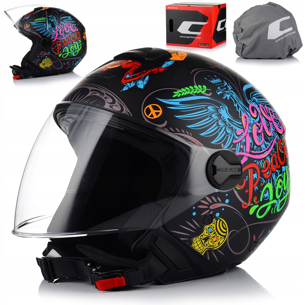 Motocyklová Přilba Cgm 167 Flo| Otevřený Skútr Chopper Lehký Ecer 22.06