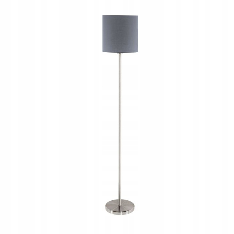 Lampa podłogowa chromowana z szarym abażurem