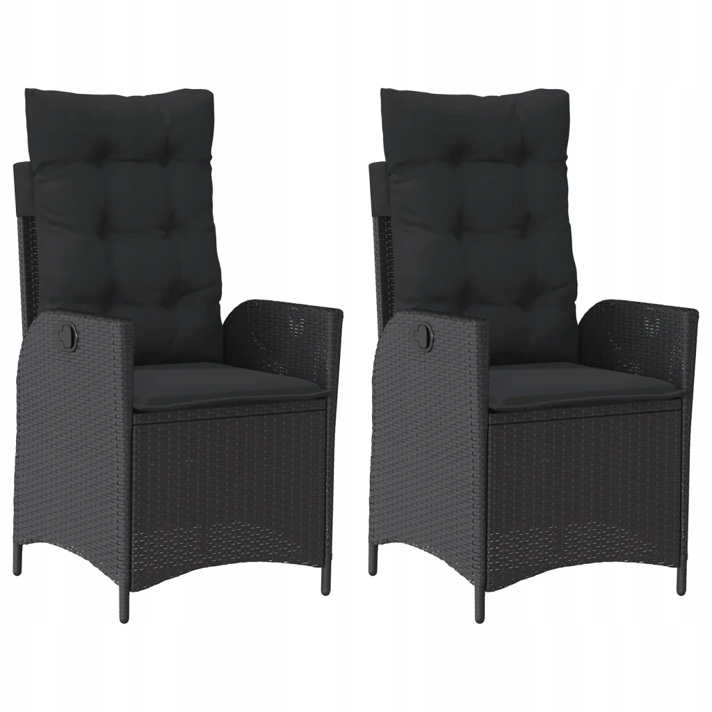 Černé skládací zahradní židle s polštáři, 57 x 61 x 93 cm