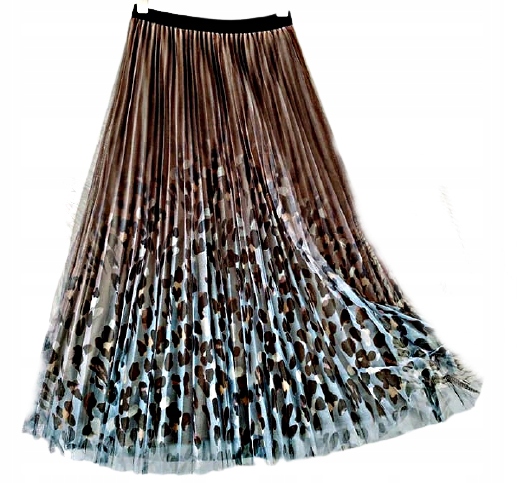 MD camel plisovaná sukně tyl pantera