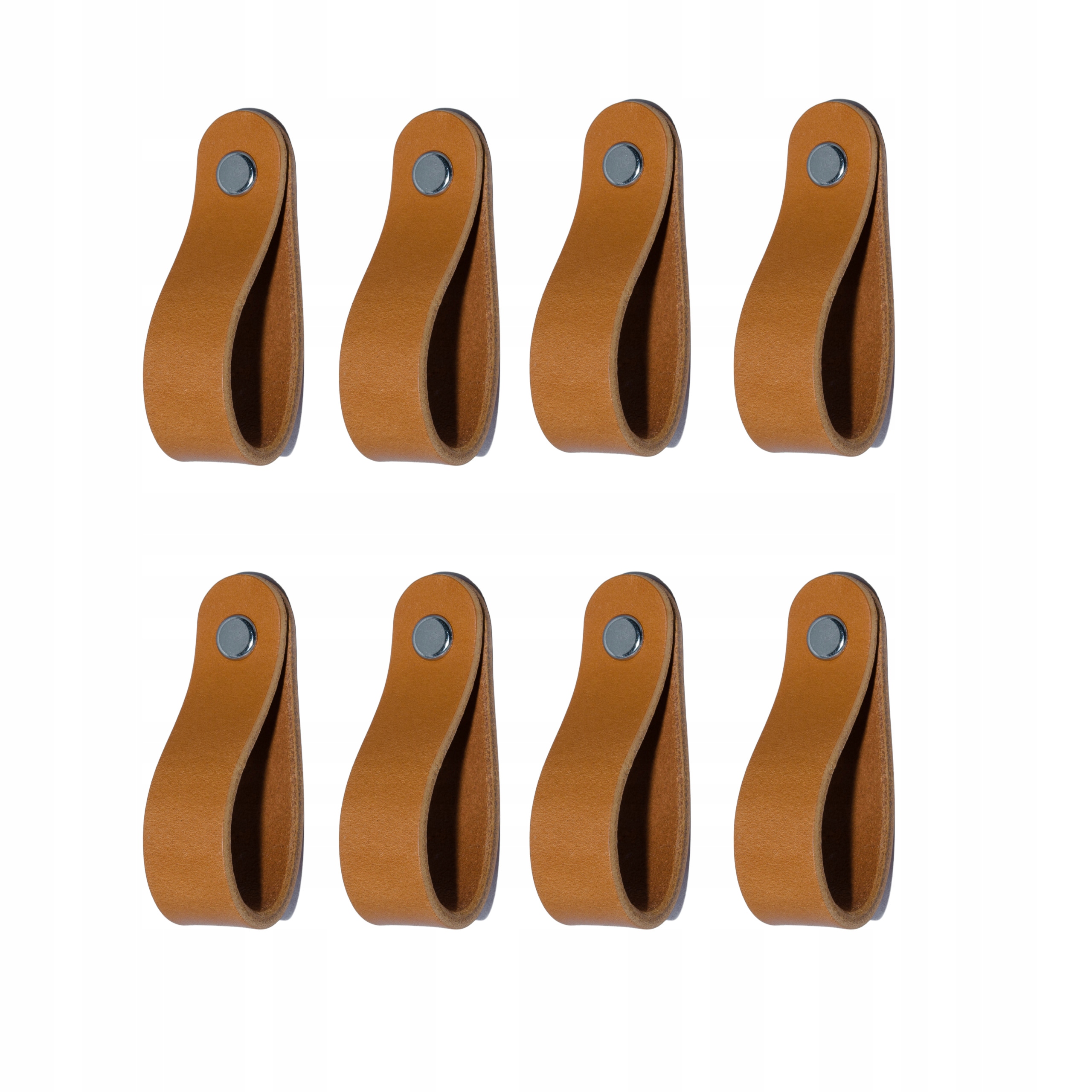 Set 8 x kožená nábytková úchytka Coloriso Koňaková Smyčka Šroubky