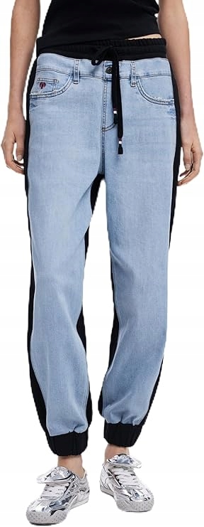 Desigual Dámské Džíny Modro-černé S Dlouhým Zavazováním, Velikost 6FA