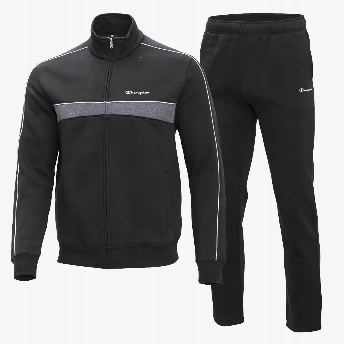 3133 Teplákovka Champion Pánský Bavlněný Rozepínací Komplet Bez Kapuce Černá S
