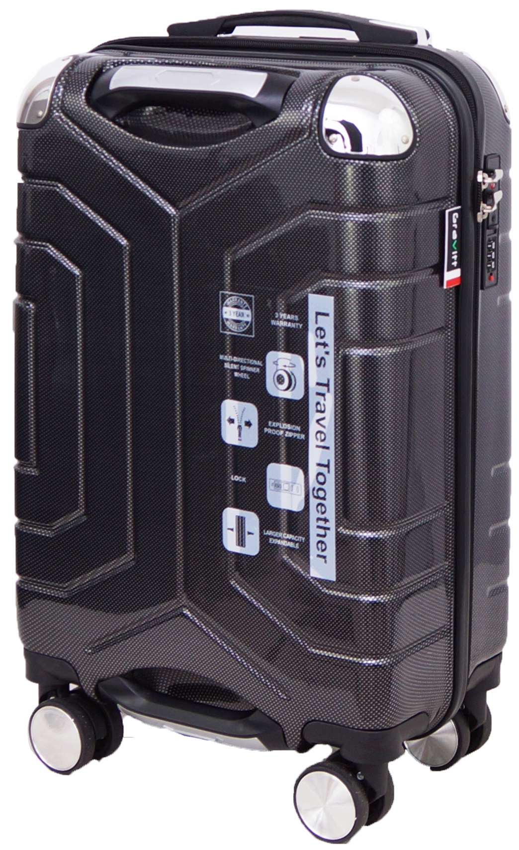 Walizka Kabinowa Na Kółkach Podróżna Gravitt 7910 Poliwęglan Twarda Torba