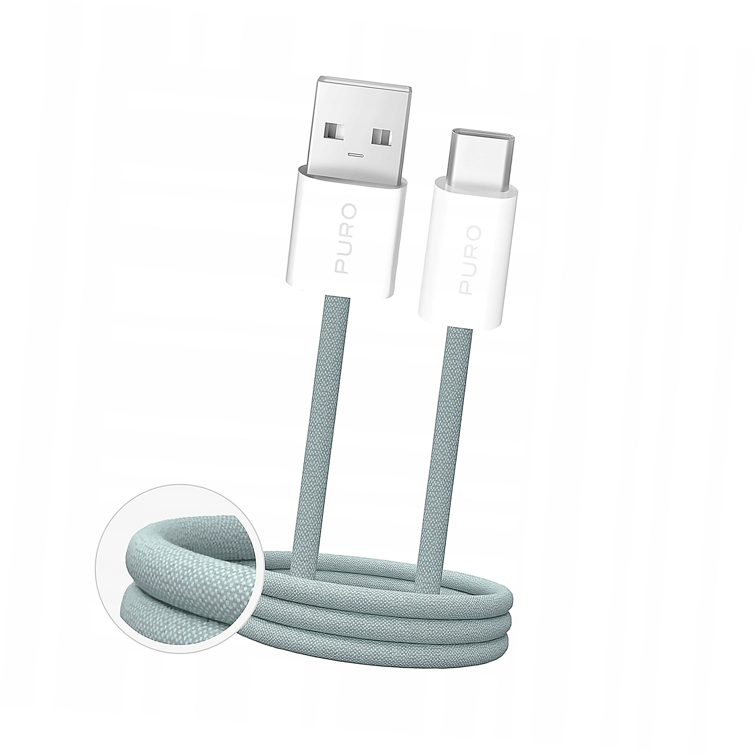 Kabel Puro Fabrik 2.0 10W Usb-a Usb-c w oplocie 1,5m zielony