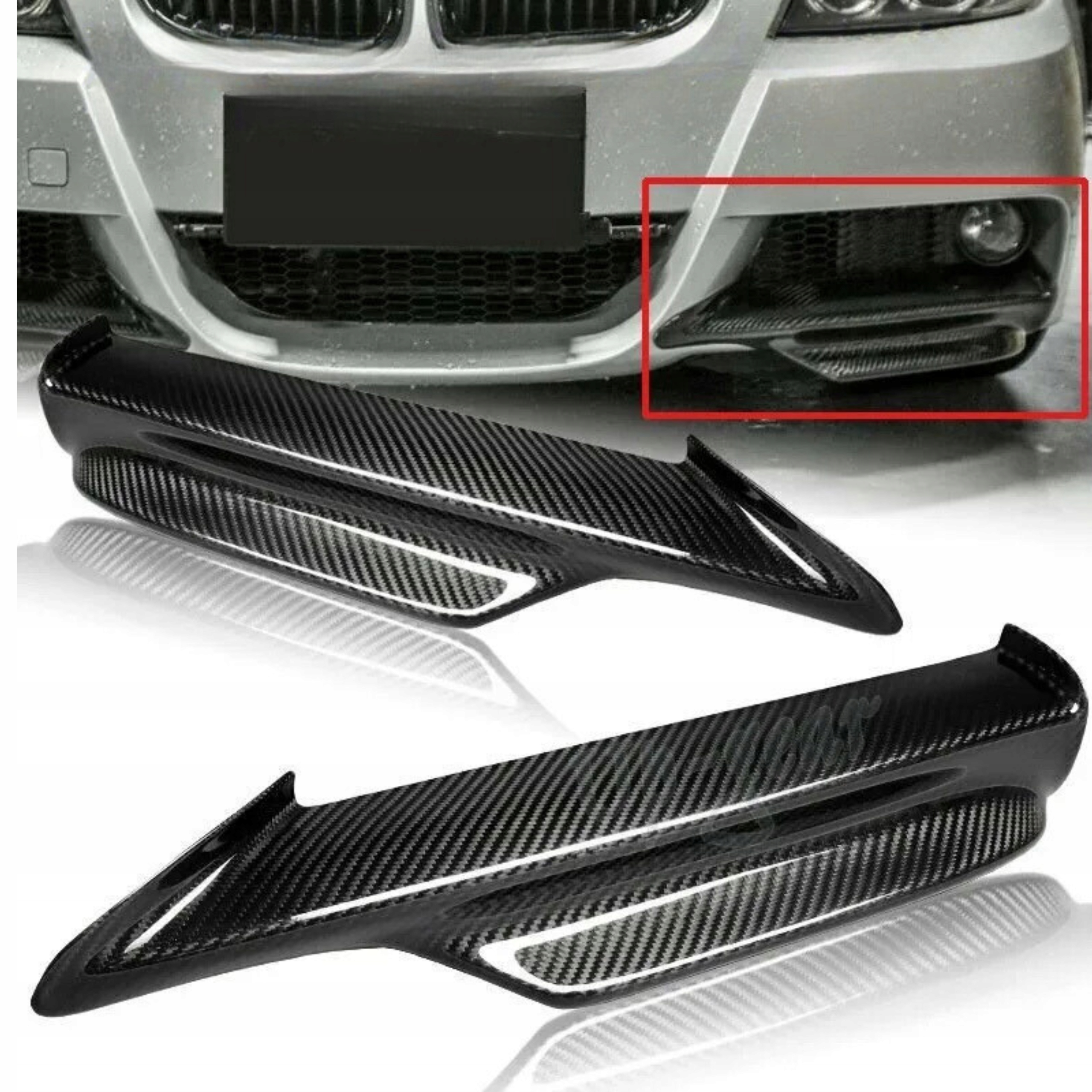 FLAPSY DOKŁADKA ZDERZAKA BMW E90 E91 M PAKIET SPOILER PRZÓD CARBON