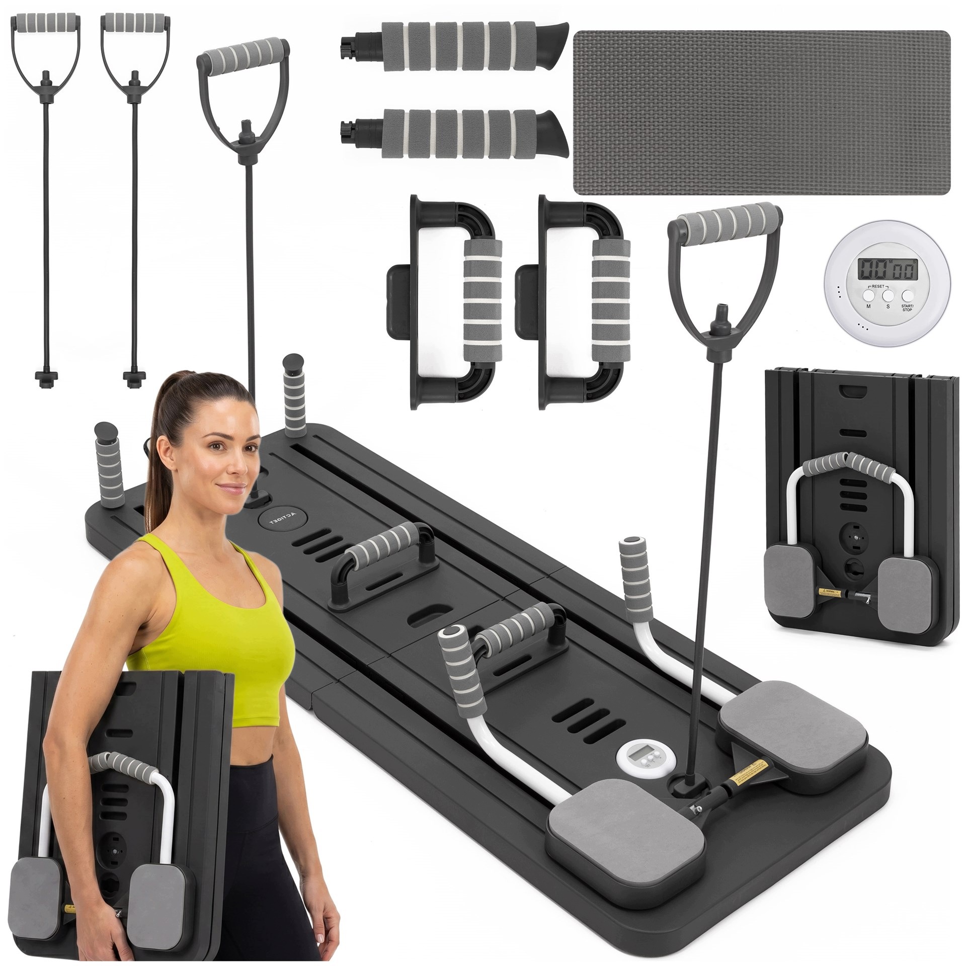 Reformer Pro Cvičení Pilates Pompek Multifunkční Deska Fitness Gumy 10v1