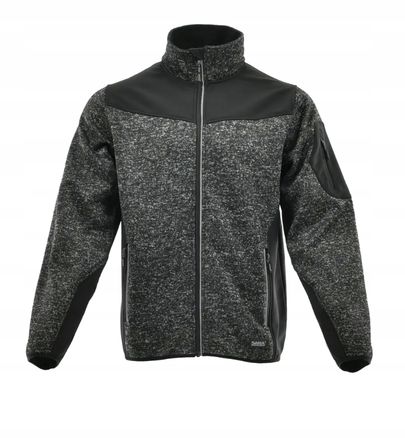 Bluza Melanżowa, Dzianinowa Rozpinana Comfort Plus Sara szaro-czarna r. L