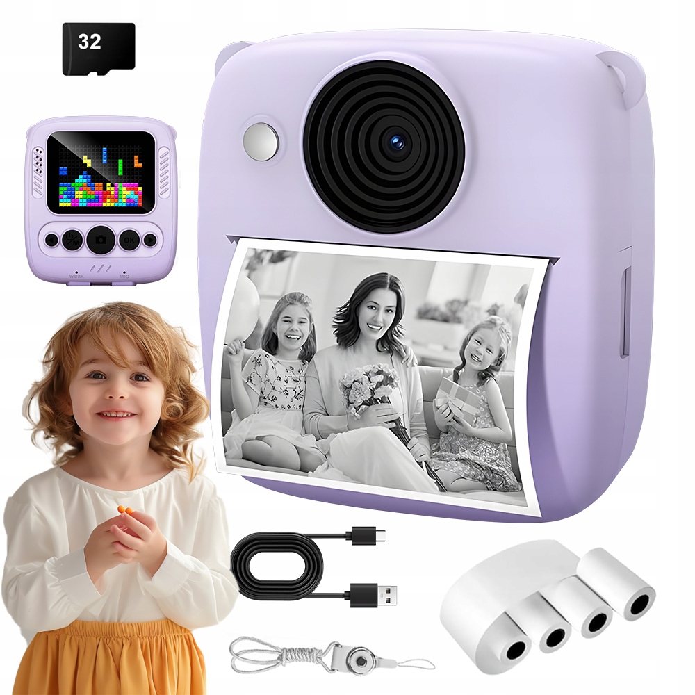 Přenosný Termální Fotoaparát Pro Okamžité Tisknutí Pro Děti S Kapacitou 32 Gb