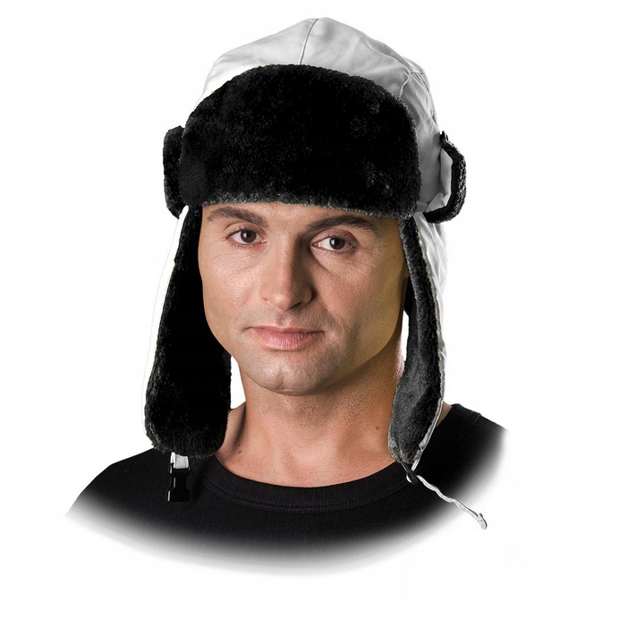 

Czapka Uszanka z kożuszkiem biało czarna