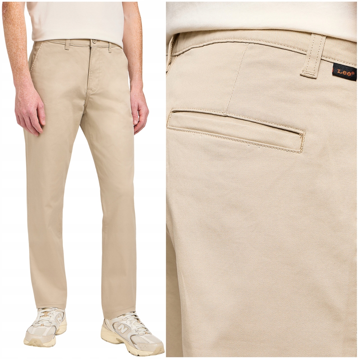 Lee Regular Chino Stone bavlněné látkové kalhoty chinosy W34 L32