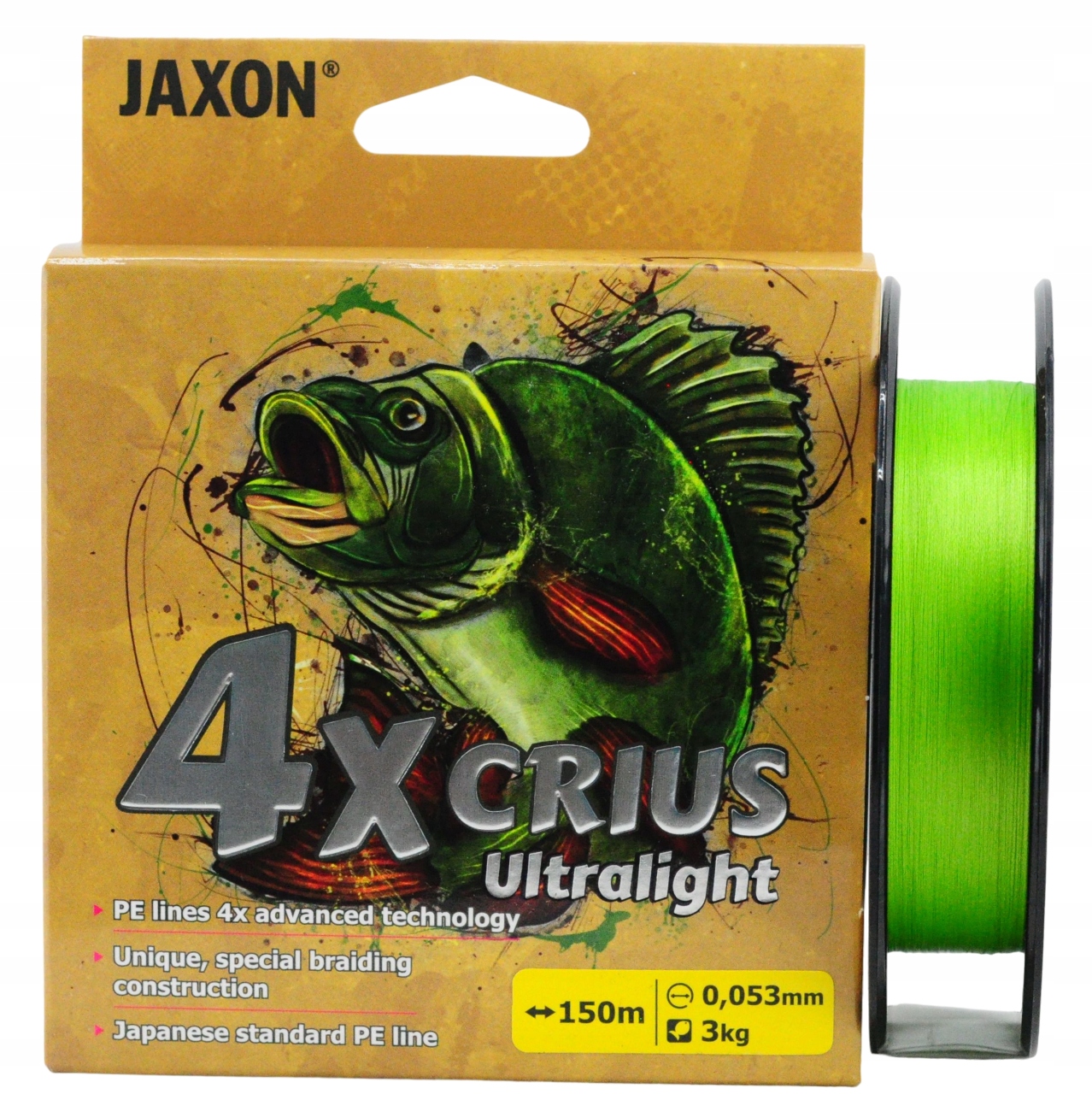 0,053mm 3kg 150m Plecionka Jaskrawa Zielona Fluo Jaxon Crius 4X Flash