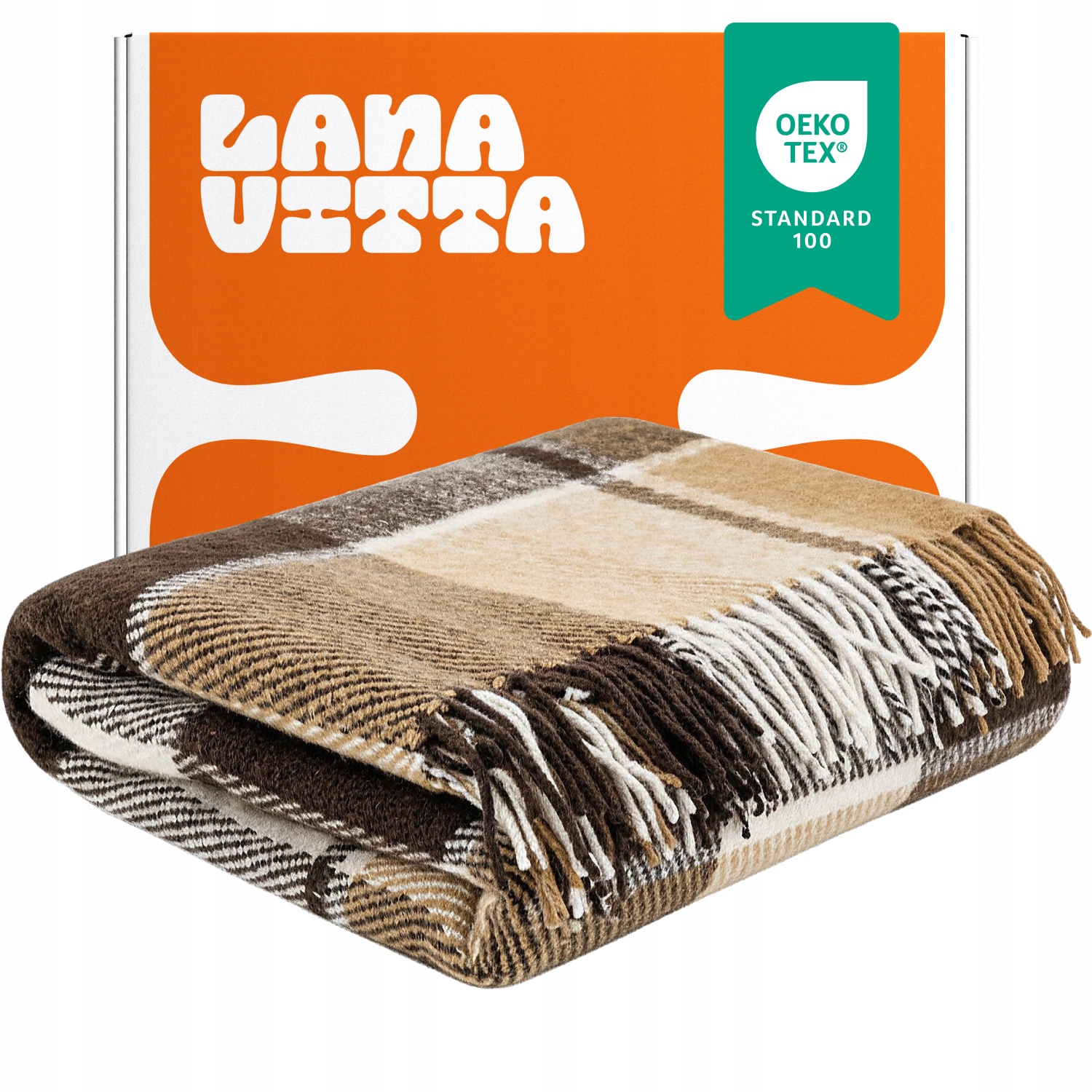 Polovlněná deka Morfey Přehoz na postel Pled Světle béžová 200x220 cm