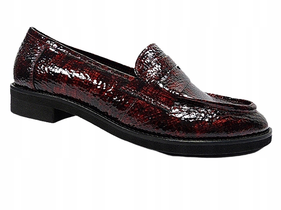 Dámské polobotky mokasíny z croco bordové kůže Sala 37