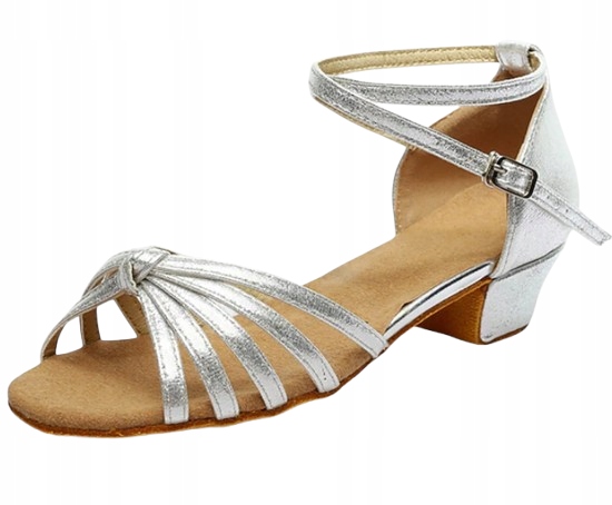Buty do tańca taneczne na obcasie srebrne sandały modne rozmiar 39 24,5cm