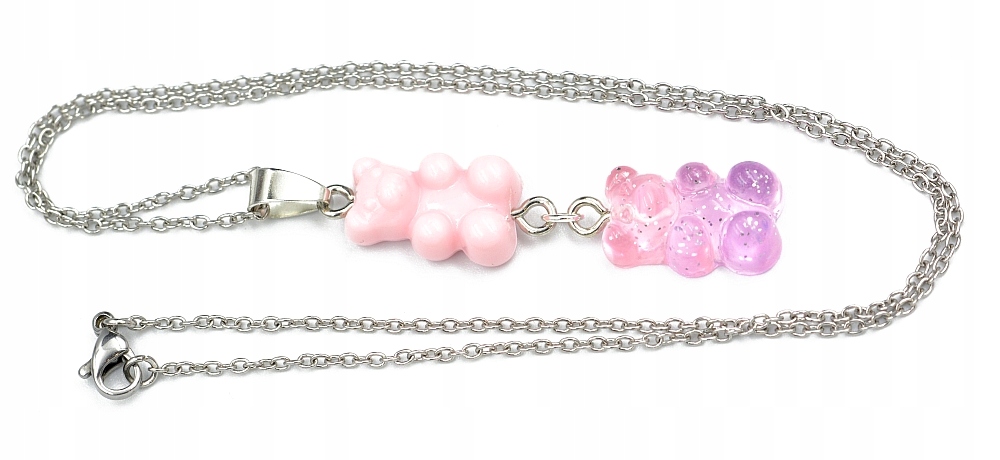 Naszyjnik łańcuszek 2 misie żelki 45cm Długość całkowita 45 cm