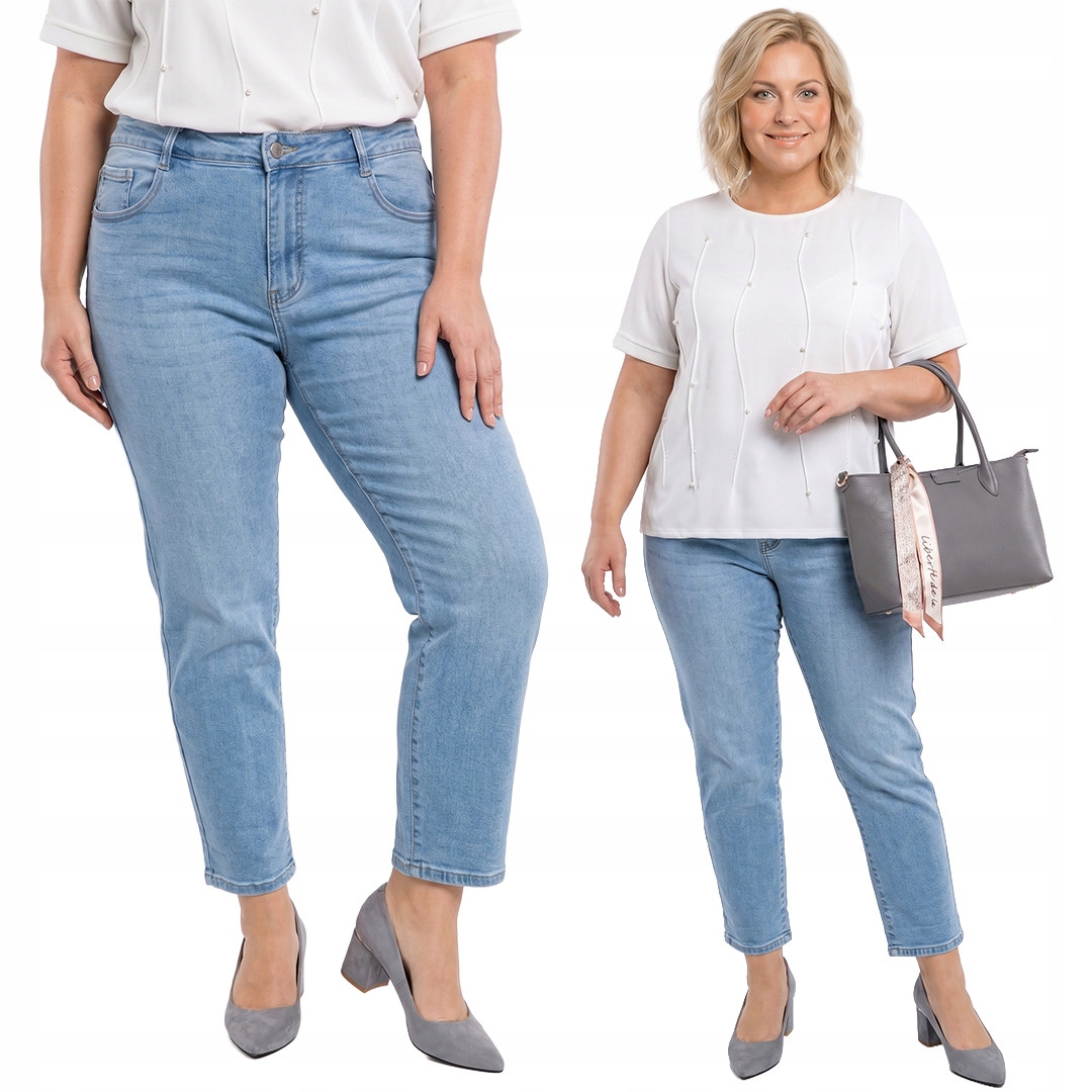 Světlé džíny plus size velikost 56