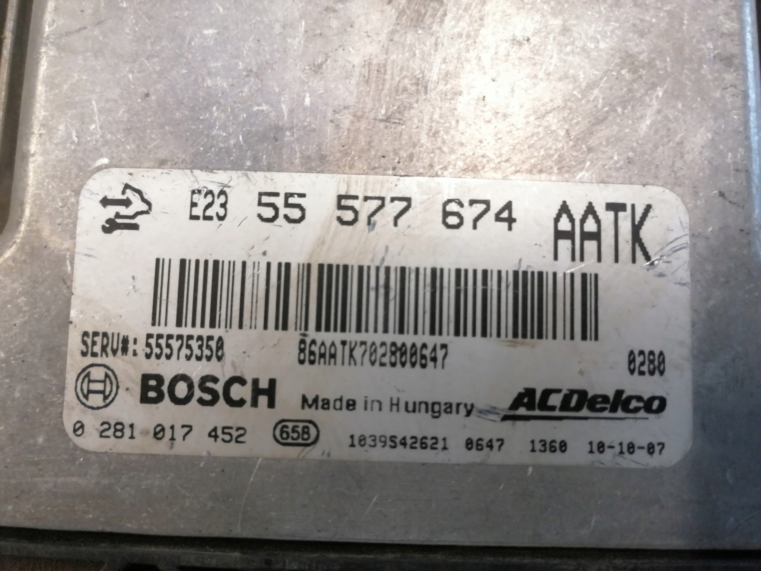 Centralina computer Motore OPEL ASTRA J 55577674