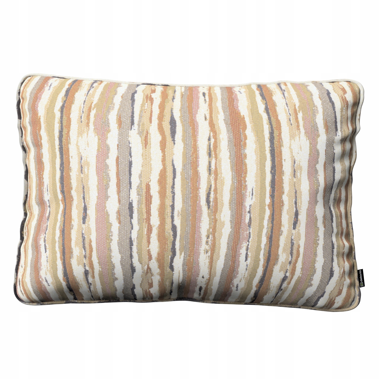 Povlak na polštář 60x40 olivově oranžové pruhy na krémovém pozadí