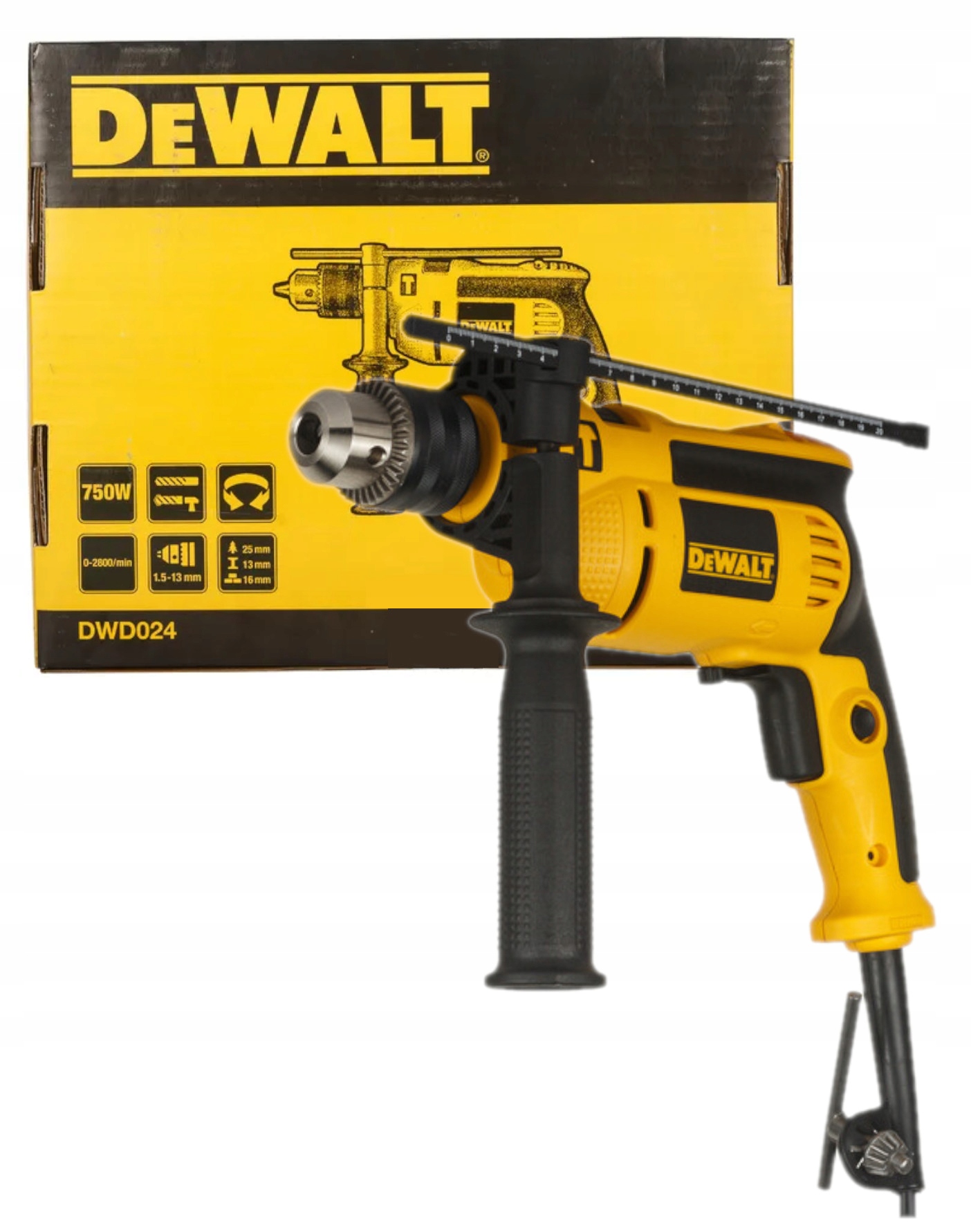 DeWALT Wiertarka Udarowa 701W 13mm Kluczyk DWD024