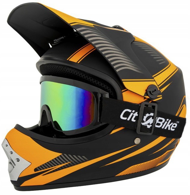 Kask Crossowy dziecięcy na Enduro Quad Atv Cross Bmx Hulajnoga Gogle S