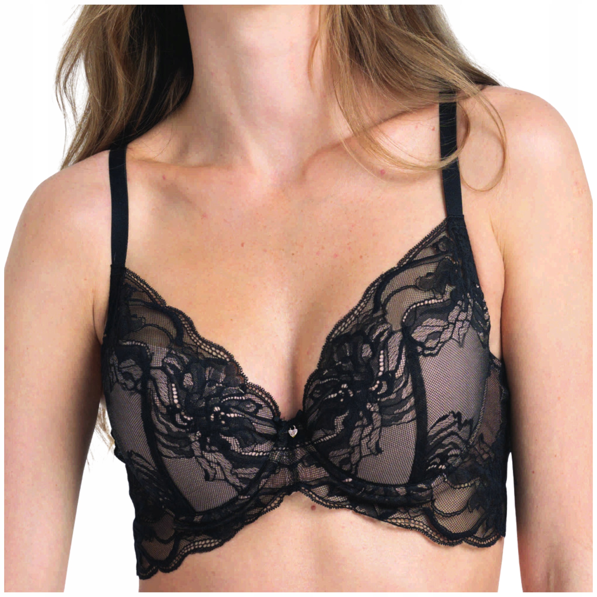 Podprsenka vyztužená krajkou, smyslný polokorzet Samanta Mystery A332 65D