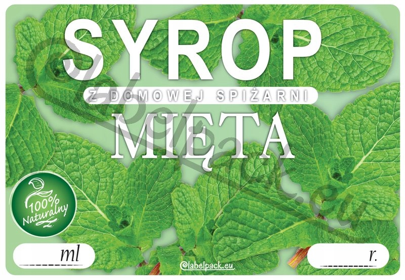 

Etykieta na Syrop Mięta