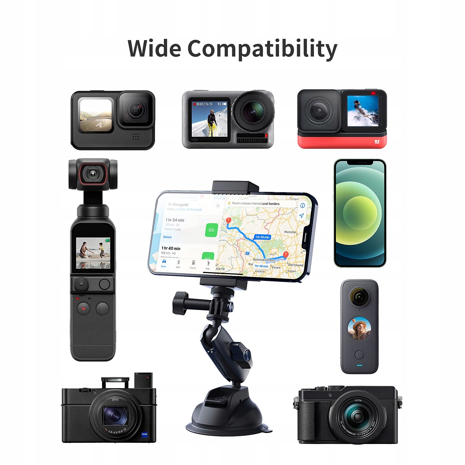 TELESIN Uchwyt Samochodowy Do Kamer Sportowych GoPro DJI Insta360 Telefony — miniatura 5