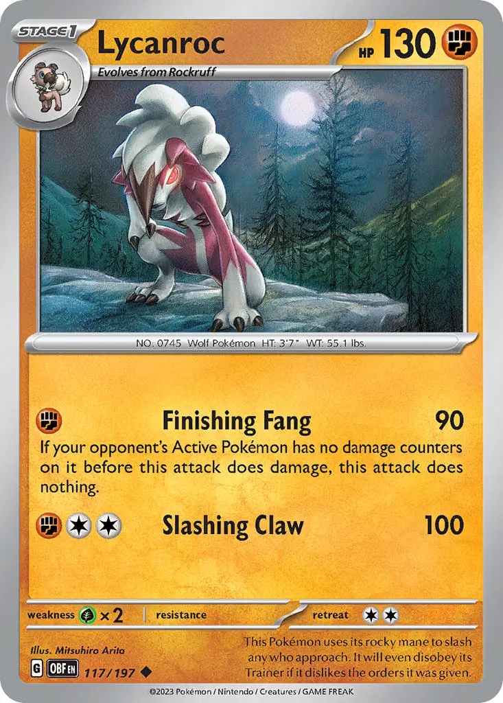 Oryginalna Karta Pokemon Lycanroc (obf 117)