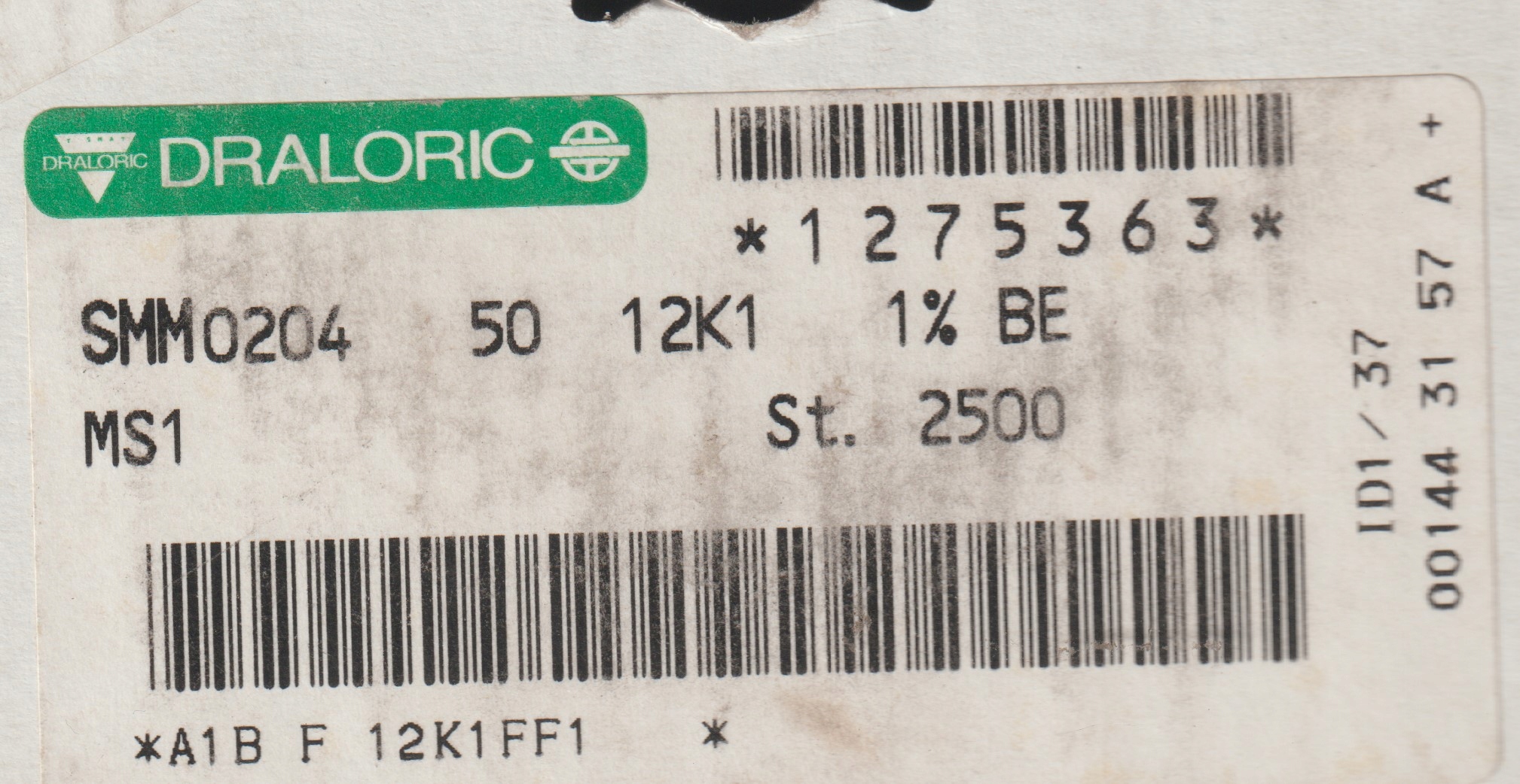 [100szt] 12K1 1% 50ppm rezystor Smd minimelf SMM0204 Draloric low noise