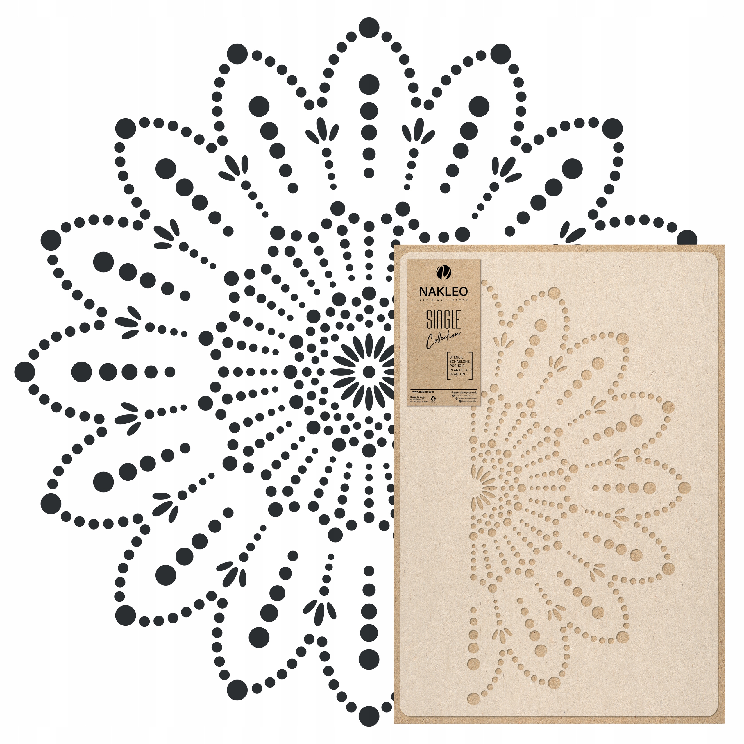 Malířská šablona Mandala L průměr 89 cm pro omítky Opakovaně Použitelný Omítka Beton