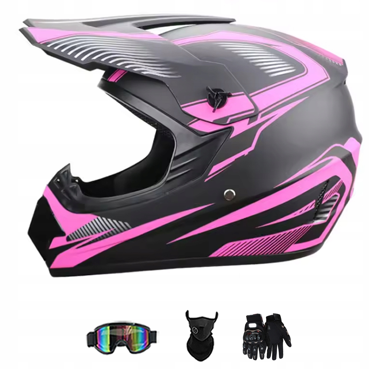 Motocyklová Přilba Lehká Enduro Quada Brýle Rukavice Maska M