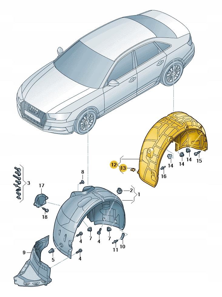 NADKOLE BŁOTNIKA TYŁ LEWE AUDI A5 B9 ASO ORYG