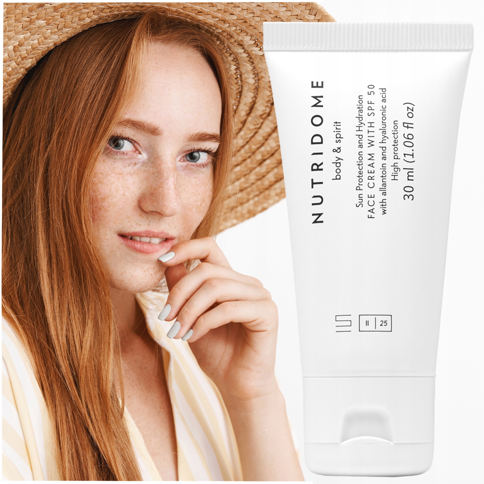 Pleťový krém s filtrem Spf 50 pro obličej s alantoinem Hydratační Nutridome