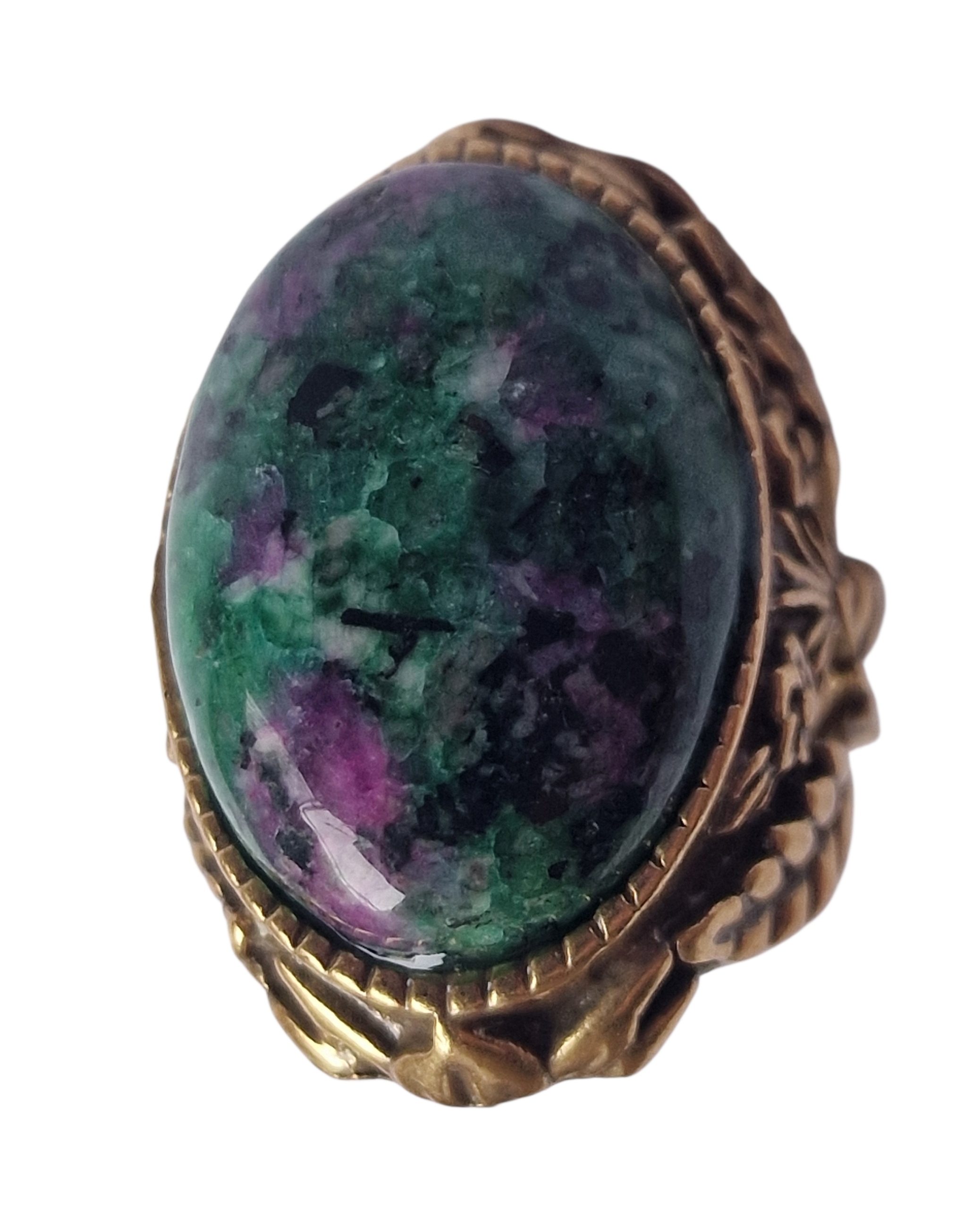 Vintage Přírodní Zoisyt Umělecký Prsten Viktoriánský Styl