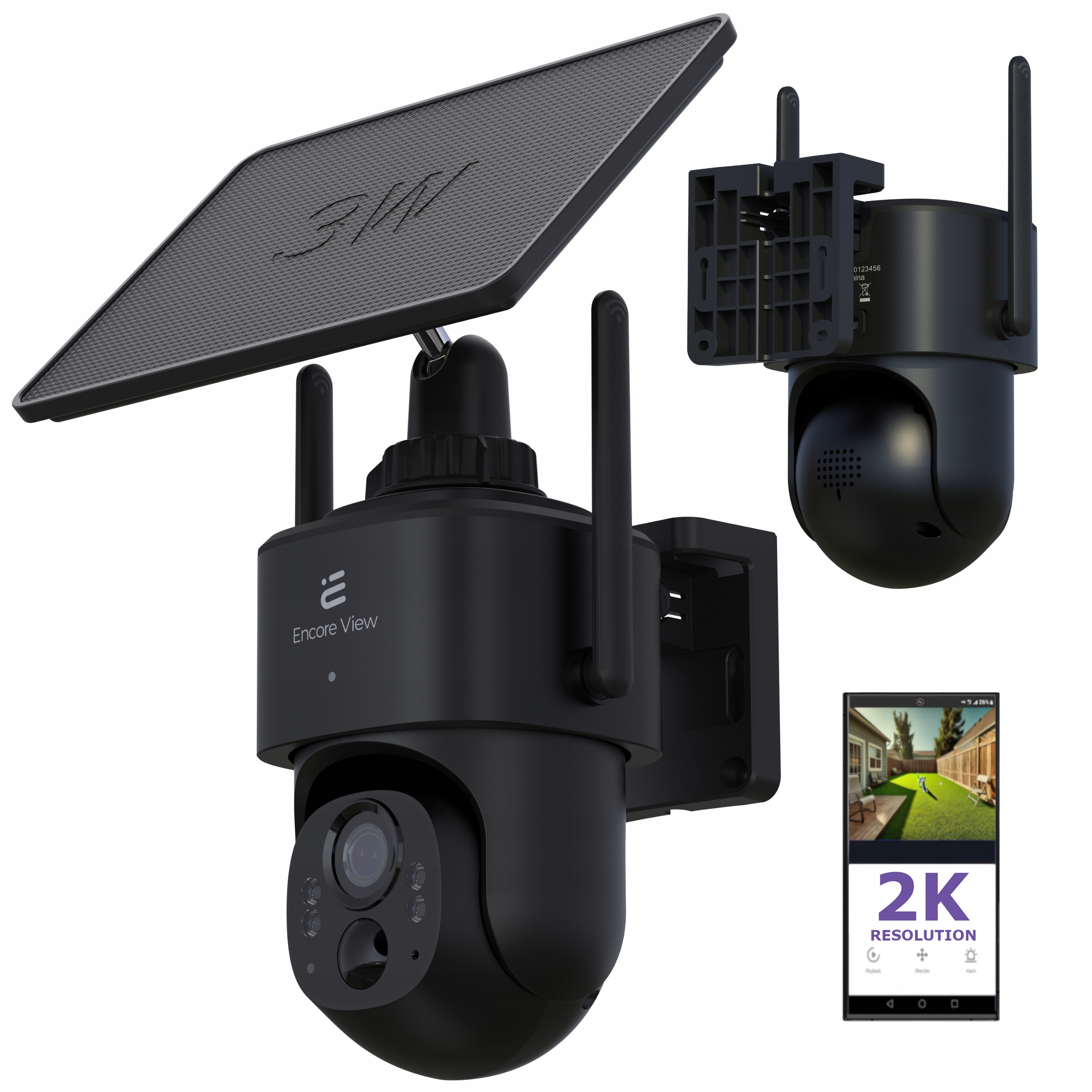 Kamera WiFi obrotowa zewnętrzna 2K IP65 Encore View Tuya app Solar Panel